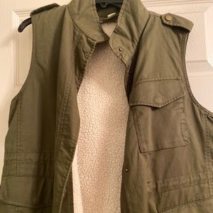 J.Crew Sherpa lined military style vest